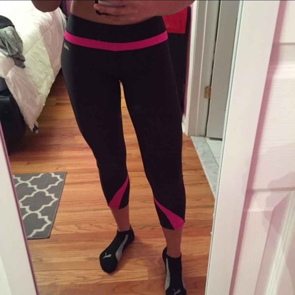 Pink and black crops leggings